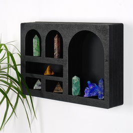Hanah Home Estantería de Pared de Madera Maciza Negro Cry003-S